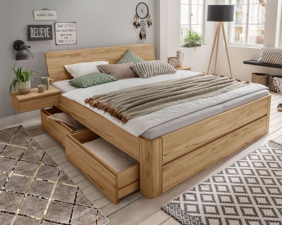 Giường ngủ gỗ công nghiệp vân gỗ