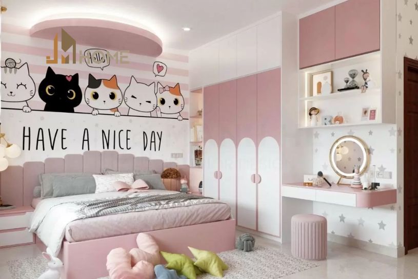 thiết kế nội thất phòng ngủ đẹp cho bé gái