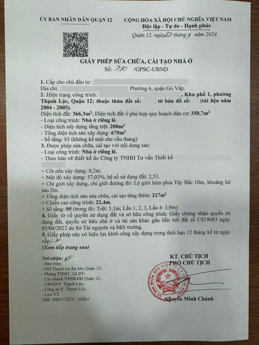 giấy phép sửa chữa cải tạo nhà ở