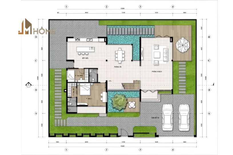 bản vẽ thiết kế nhà 1 tầng