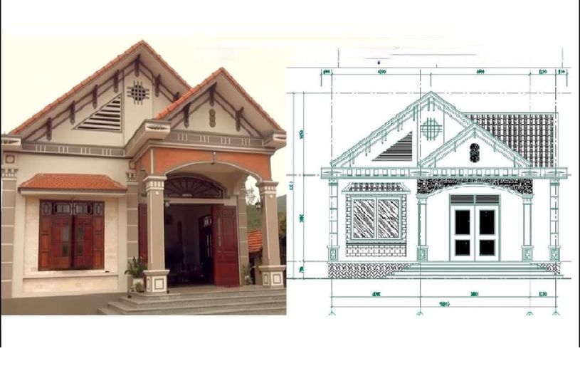 bản vẽ thiết kế nhà 1 tầng