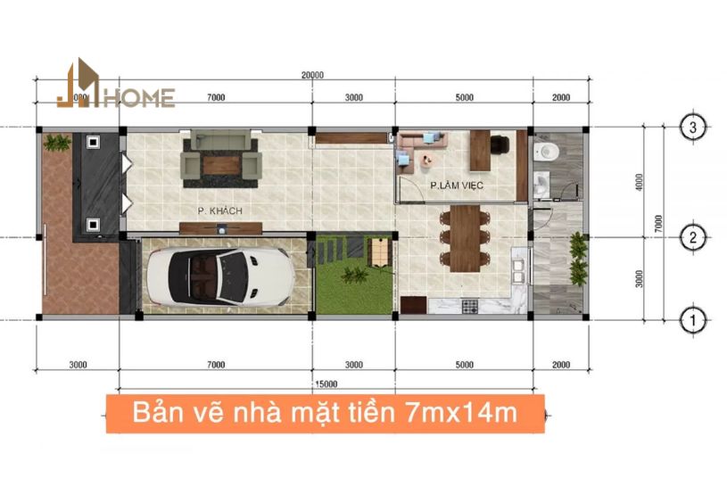 bản vẽ thiết kế nhà 1 tầng