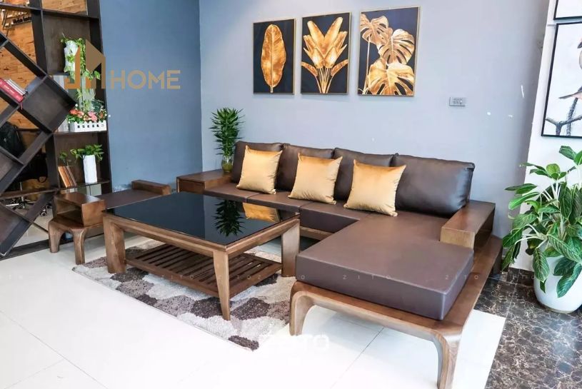 Mẫu sofa gỗ chữ L đẹp