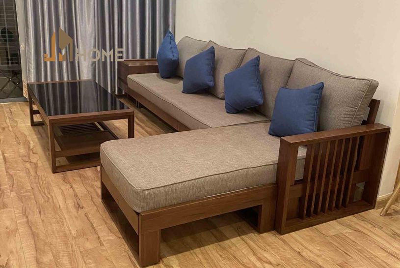 Mẫu sofa gỗ chữ L đẹp