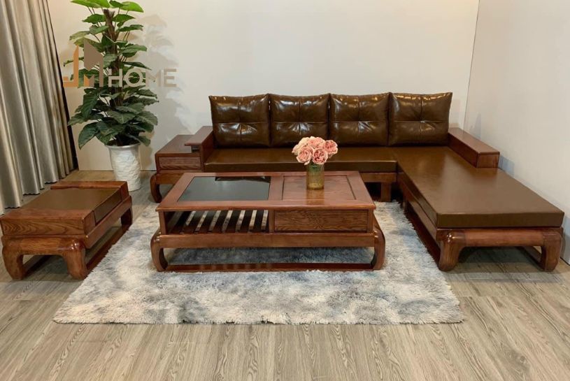 Mẫu sofa gỗ chữ L đẹp