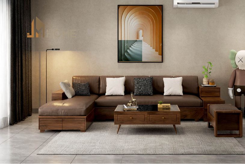Mẫu sofa gỗ chữ L đẹp