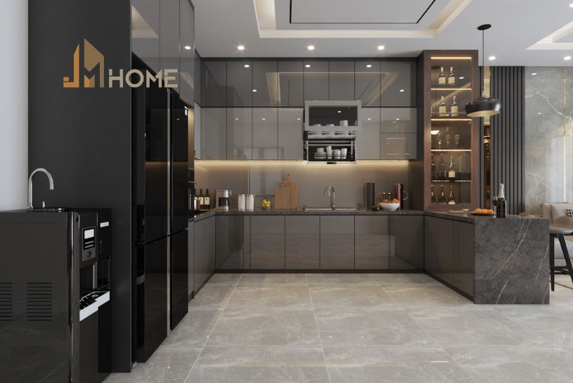 Mẫu tủ bếp acrylic đẹp