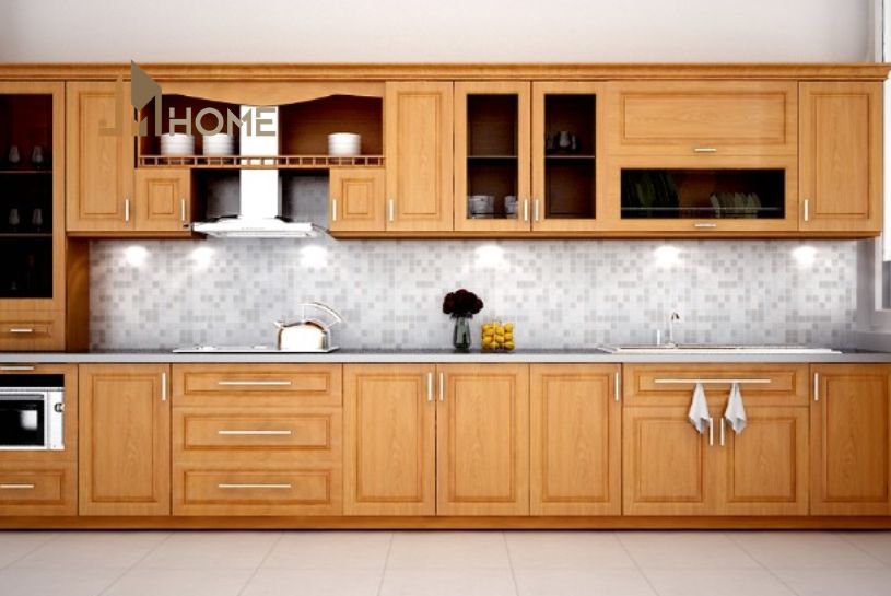 Mẫu tủ bếp gỗ tân cổ điển