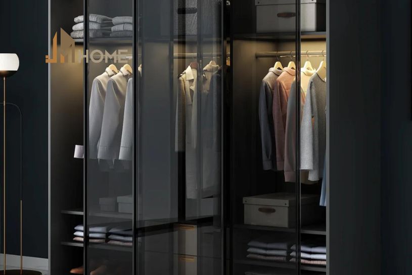 Mẫu tủ quần áo nhôm kính 3 buồng