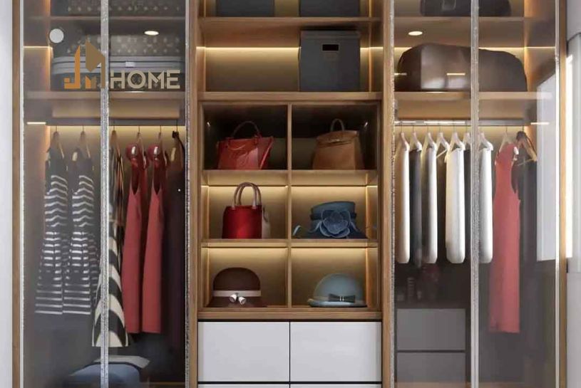 Mẫu tủ quần áo nhôm kính 3 buồng