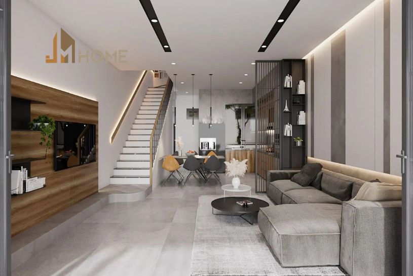 Phòng khách nhà ống đẹp 4m