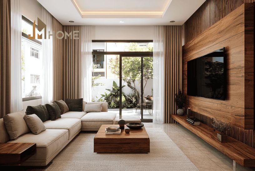 Phòng khách nhà ống đẹp 4m