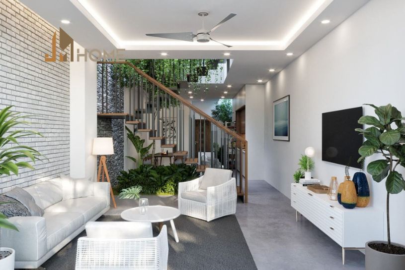 Phòng khách nhà ống đẹp 4m