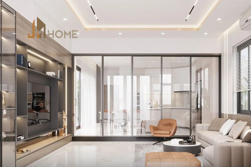 Phòng khách nhà ống đẹp 4m