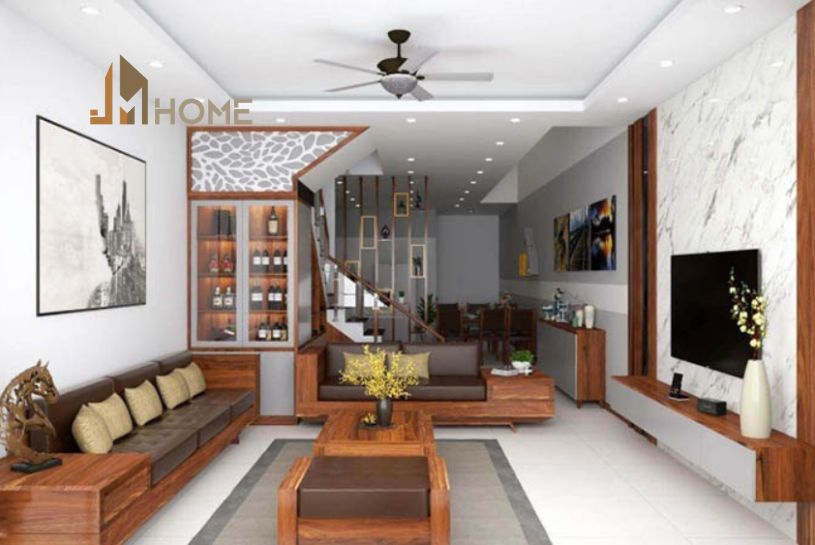 Phòng khách nhà ống đẹp 4m