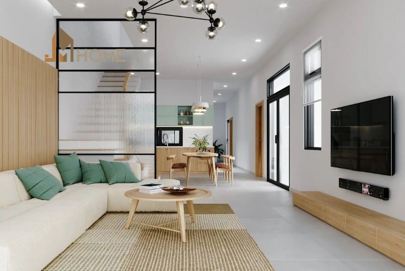 Phòng khách nhà ống đẹp 4m