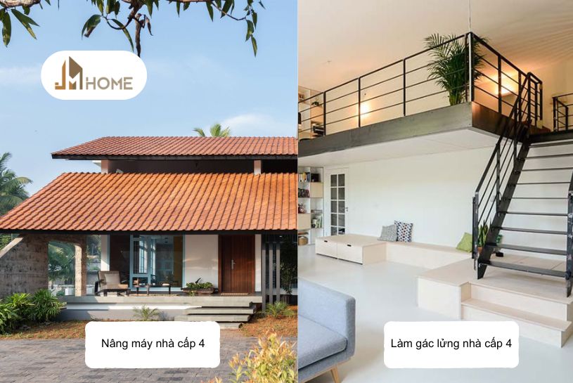 nâng máy và làm gác lửng nhà cấp 4